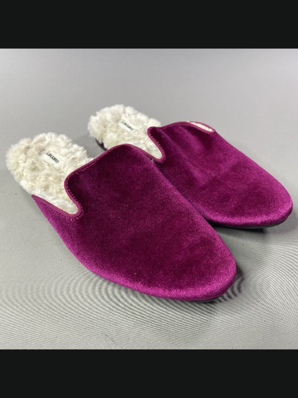 Birdies Shoes Womens 6.5 purple velvet Phoebe faux fur slip on loafer mule